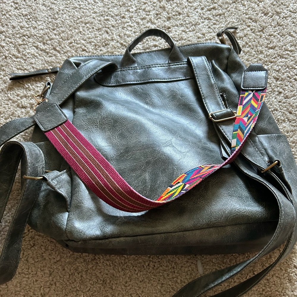 Gray Leather Backpack - Picture 2 of 3